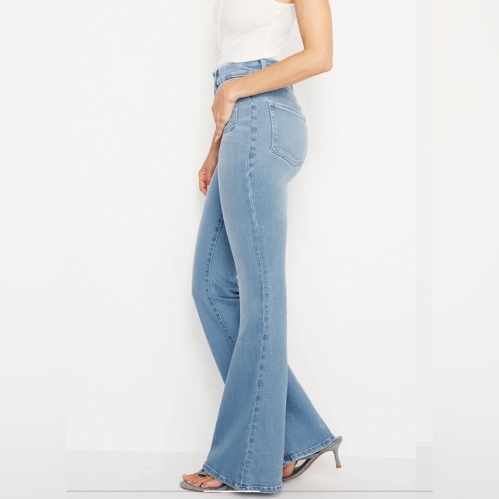 Good American Light Blue High-Rise Flare Jeans